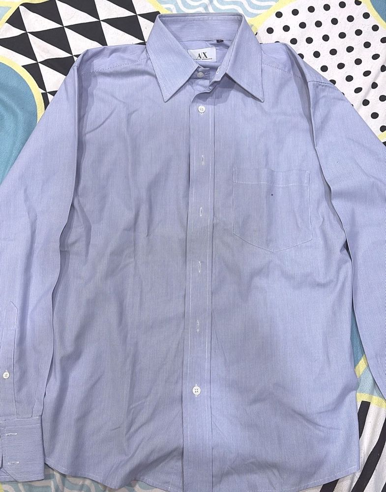 Men's Light Blue Striped Button-Up Shirt