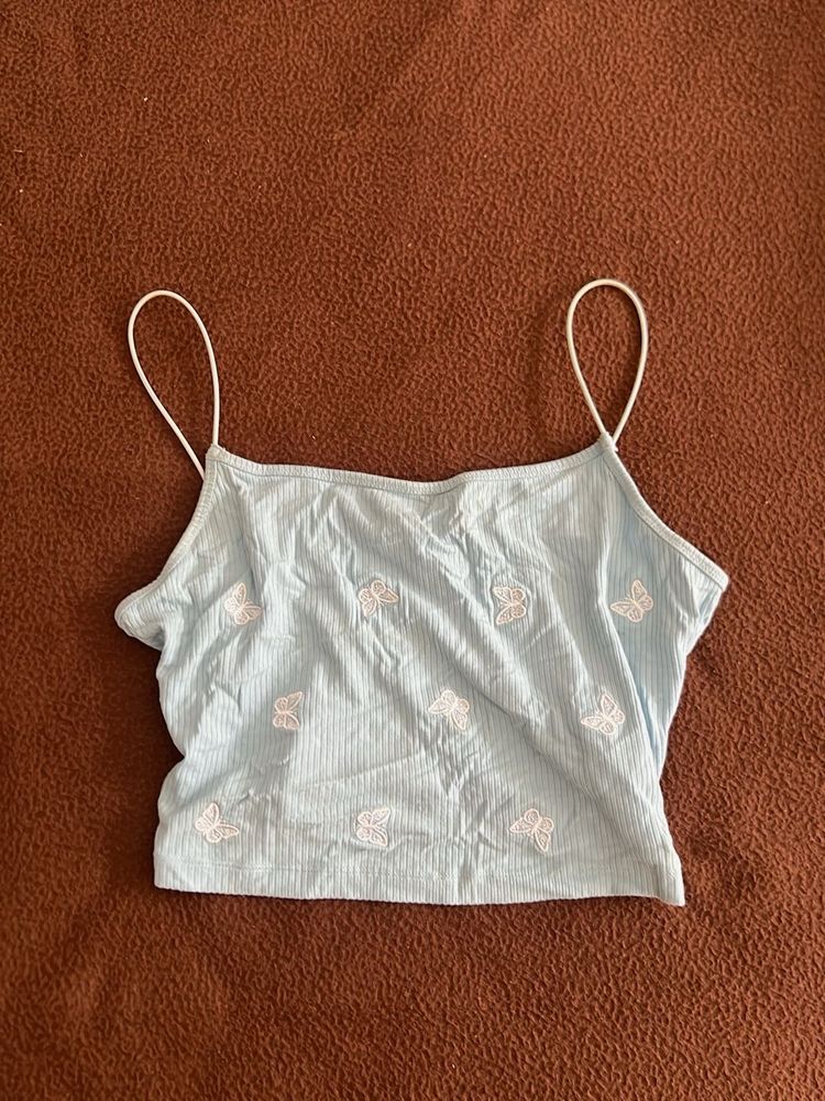 Blue Butterfly Crop Tank