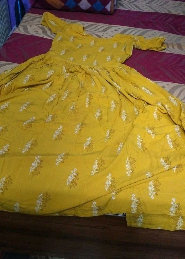 Yellow Printed Kurta