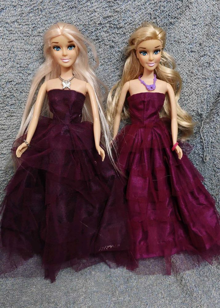Two Hannah Doll Lot With Purple Dresses