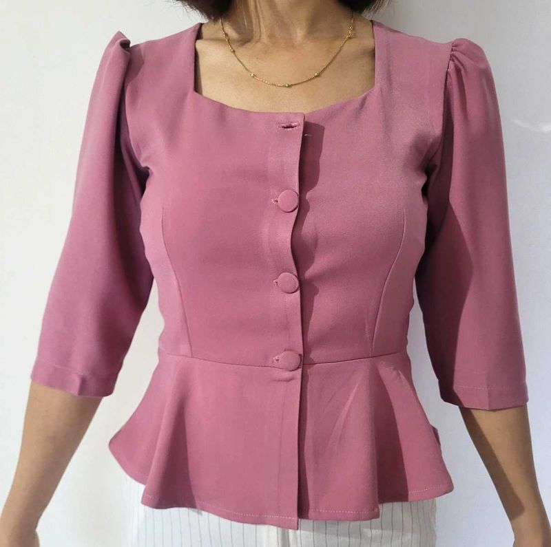 Chic Pink Peplum Blouse