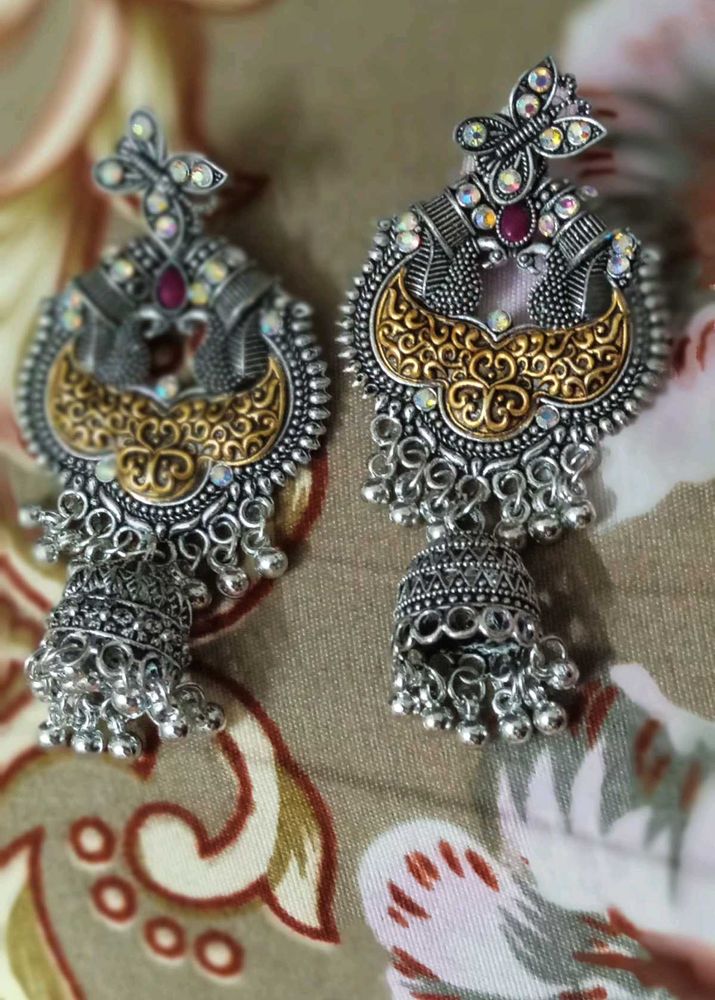 Contemporary Silver Stud Jhumkas ....