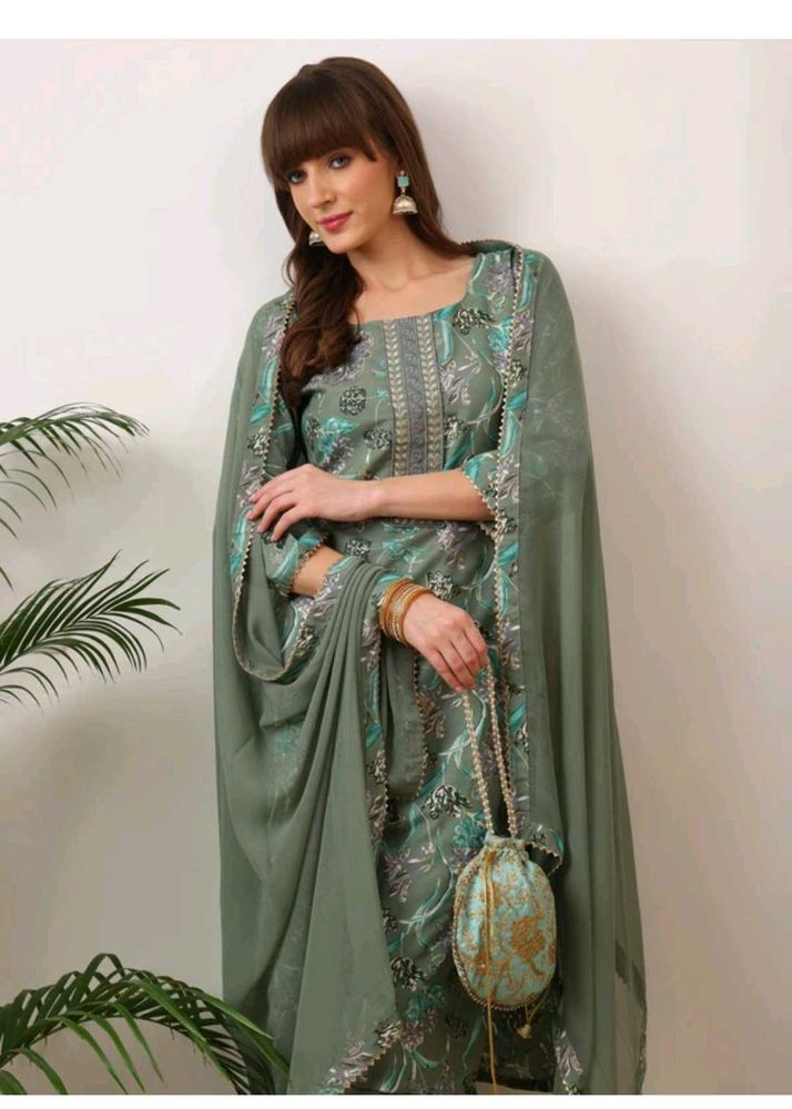 Floral Print Kurta set with dupatta