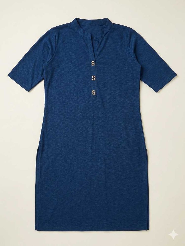 Navy Blue Textured Kurta