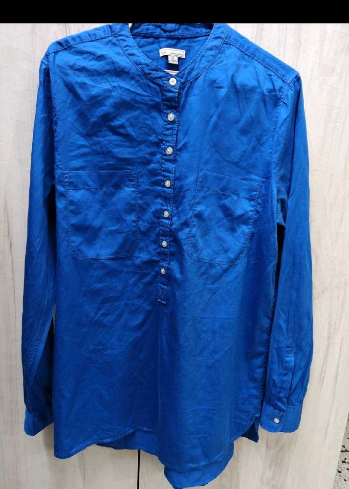 Vibrant Blue Button-Up Tunic