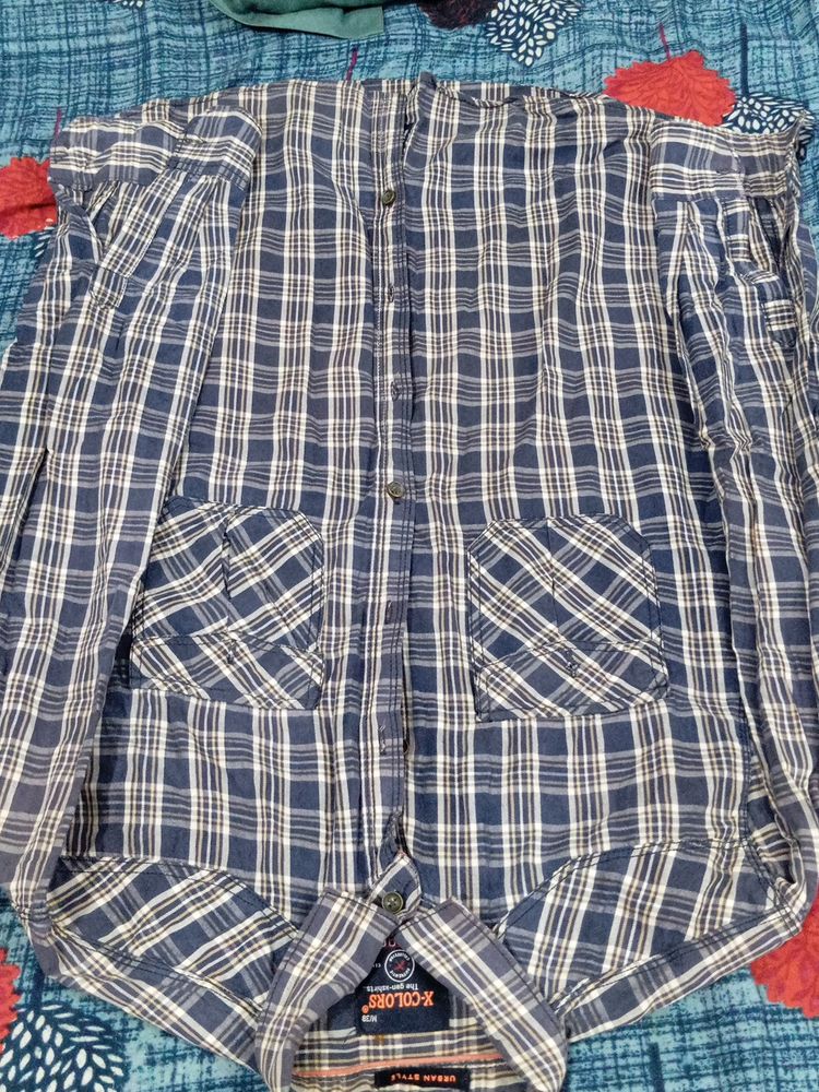 X-Colors Blue Plaid Flannel Shirt