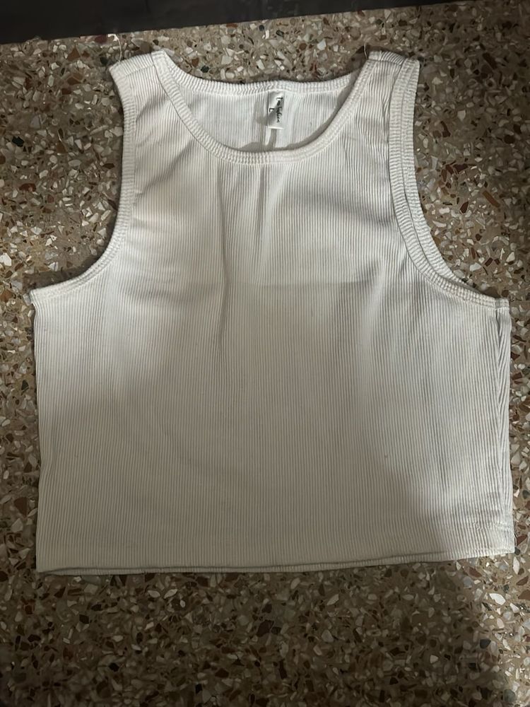 Ribbed White Tank Top