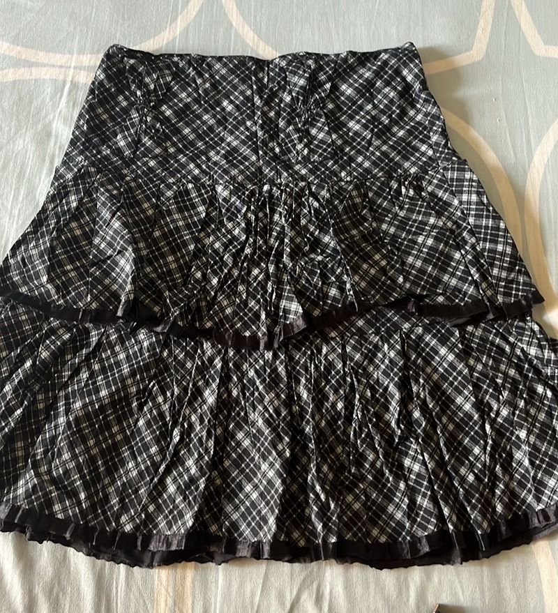 Plaid Ruffle Mini Skirt