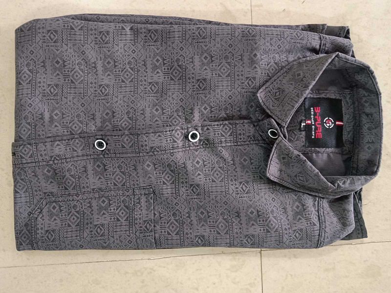 Men's Grey Geometric Print Shirt
