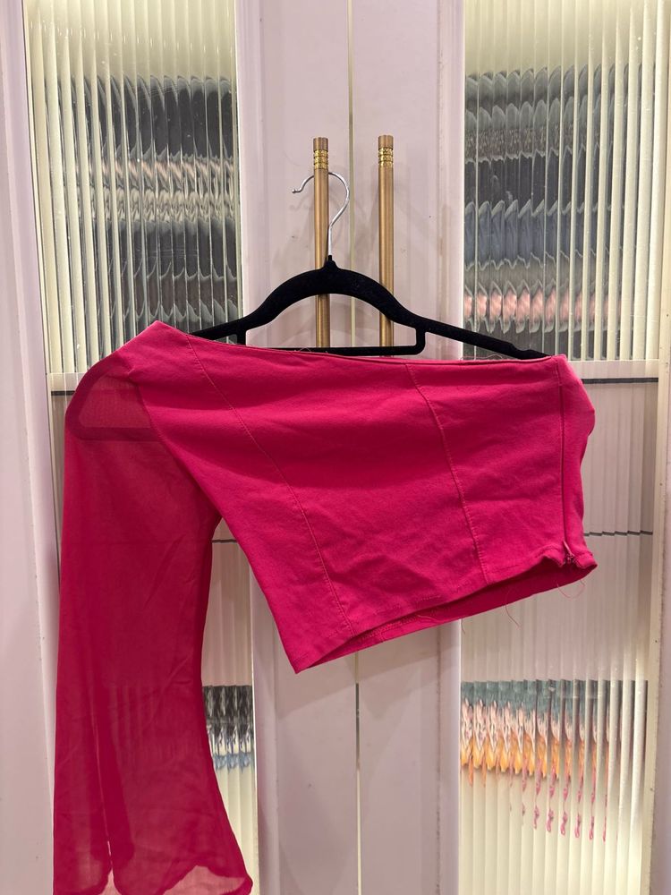 Bright Pink One-Shoulder Top