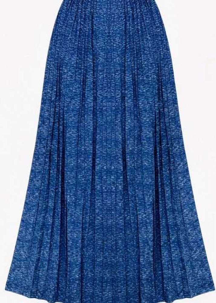 Blue Pleated Maxi Skirt
