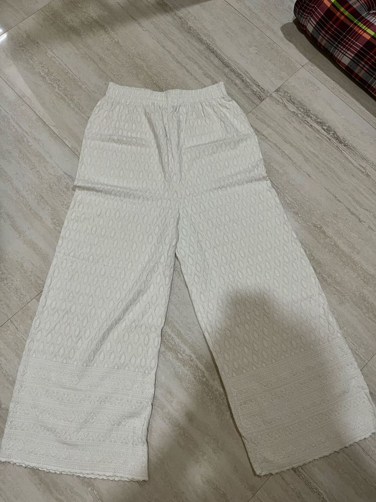 Elegant White Chikankari Palazzos