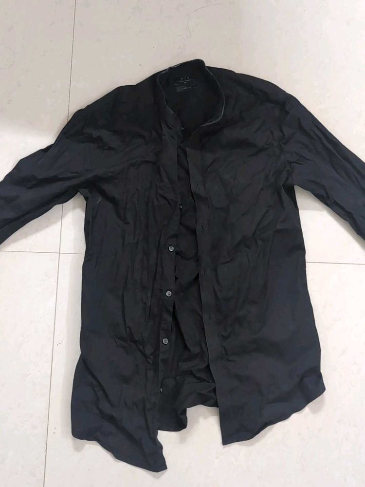 Westside Men's Black Collared Shirt(Slim fit)