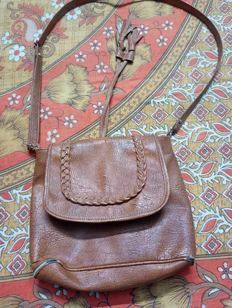 Stylish Brown Braided Handbag