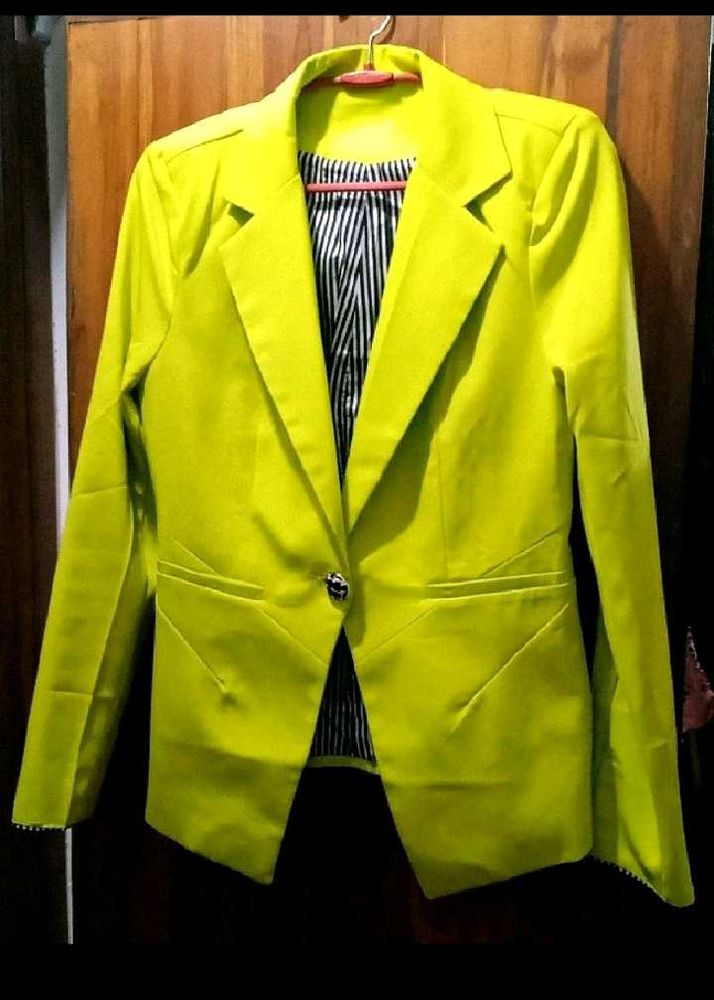 Lime Green Single-Button Blazer