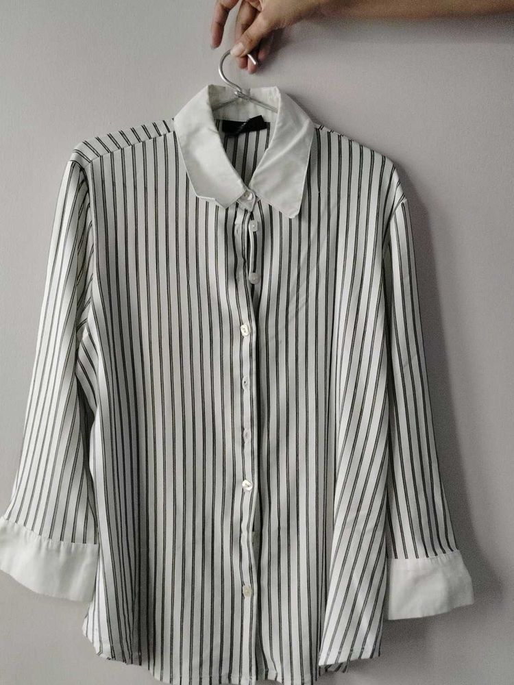 Striped Collared Button-Up Shirt