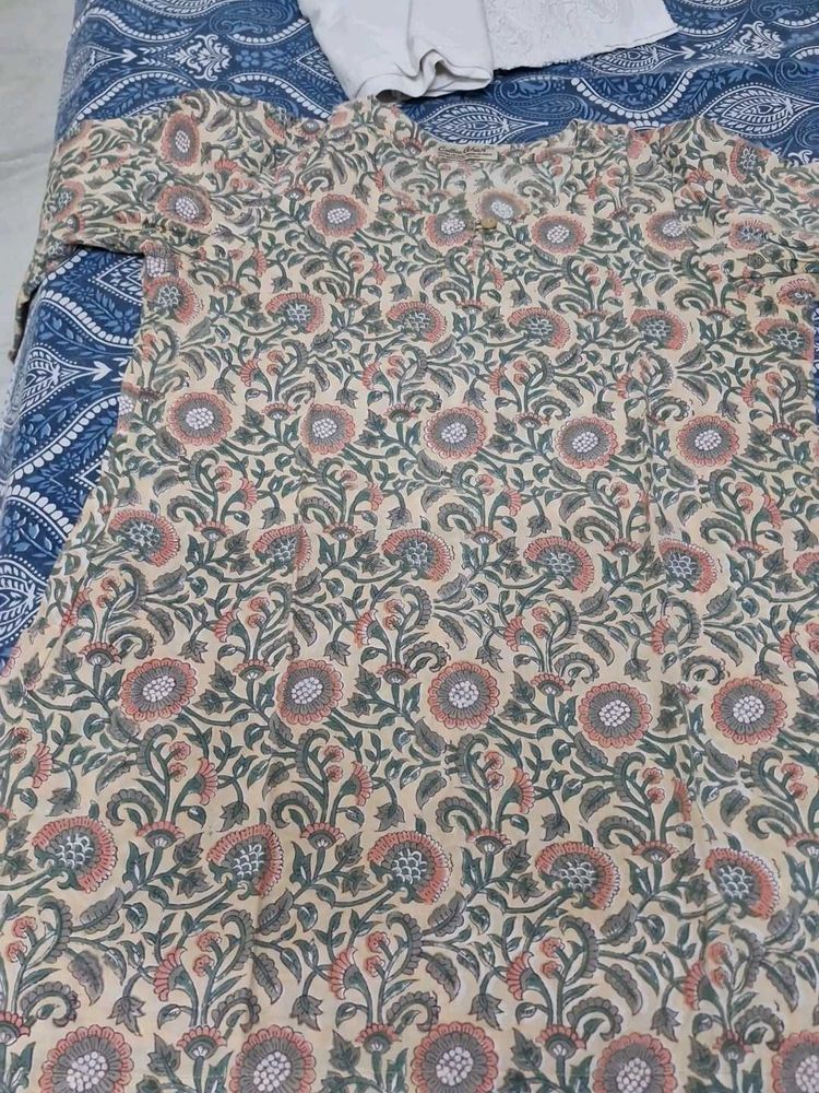 Floral Print Cotton Kurta