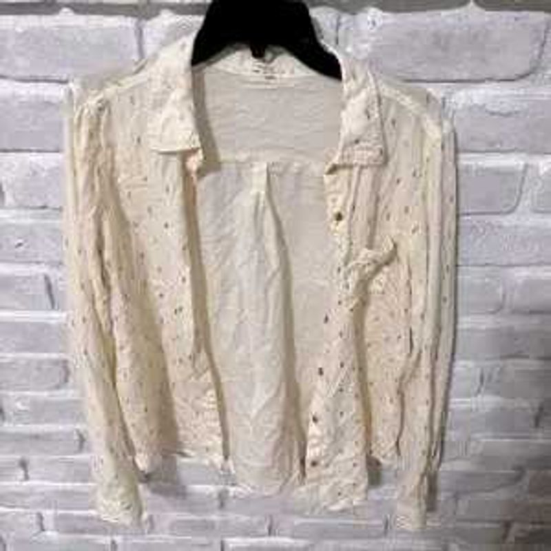 Cream Blouse with Button Detail