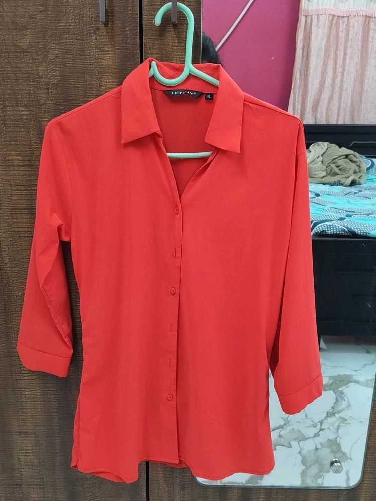 Classic Red Button-Up Tunic