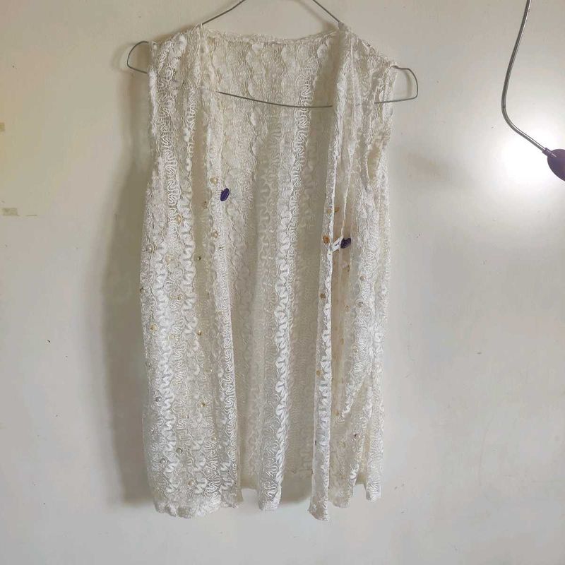White Lace jacket shrug  with Embellishments
