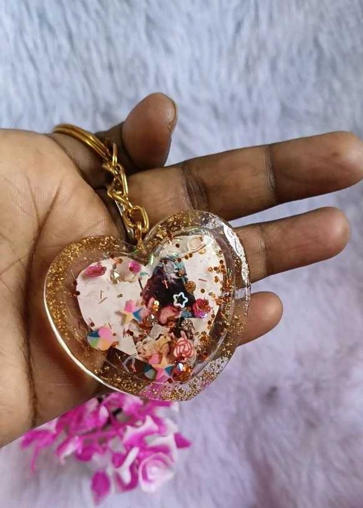 Heart shaker Resin Keychain - Unique &amp; Handmade