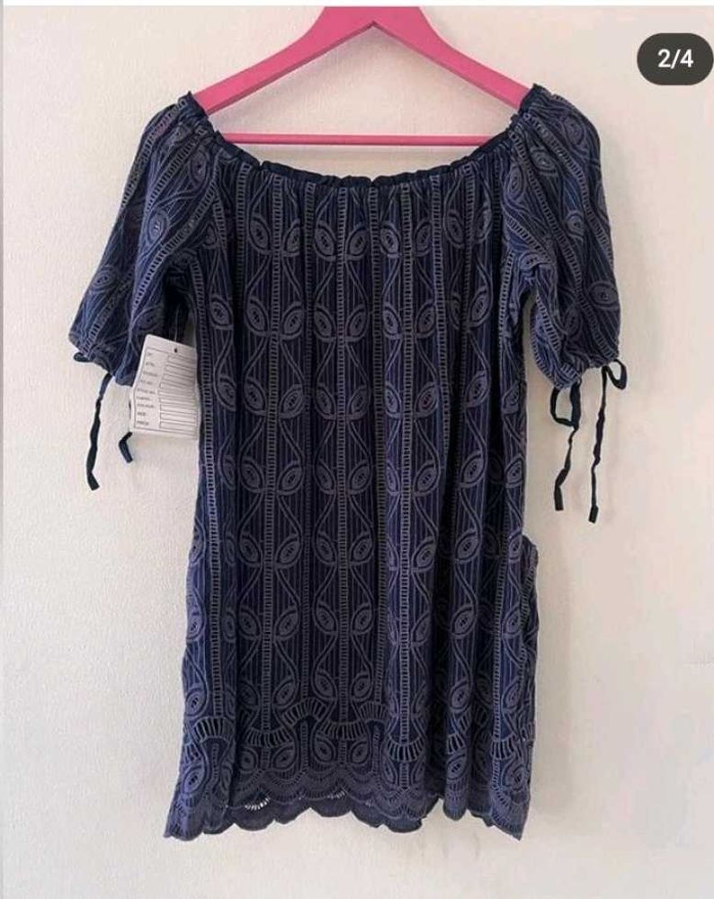 Schiffli Off-Shoulder Dress