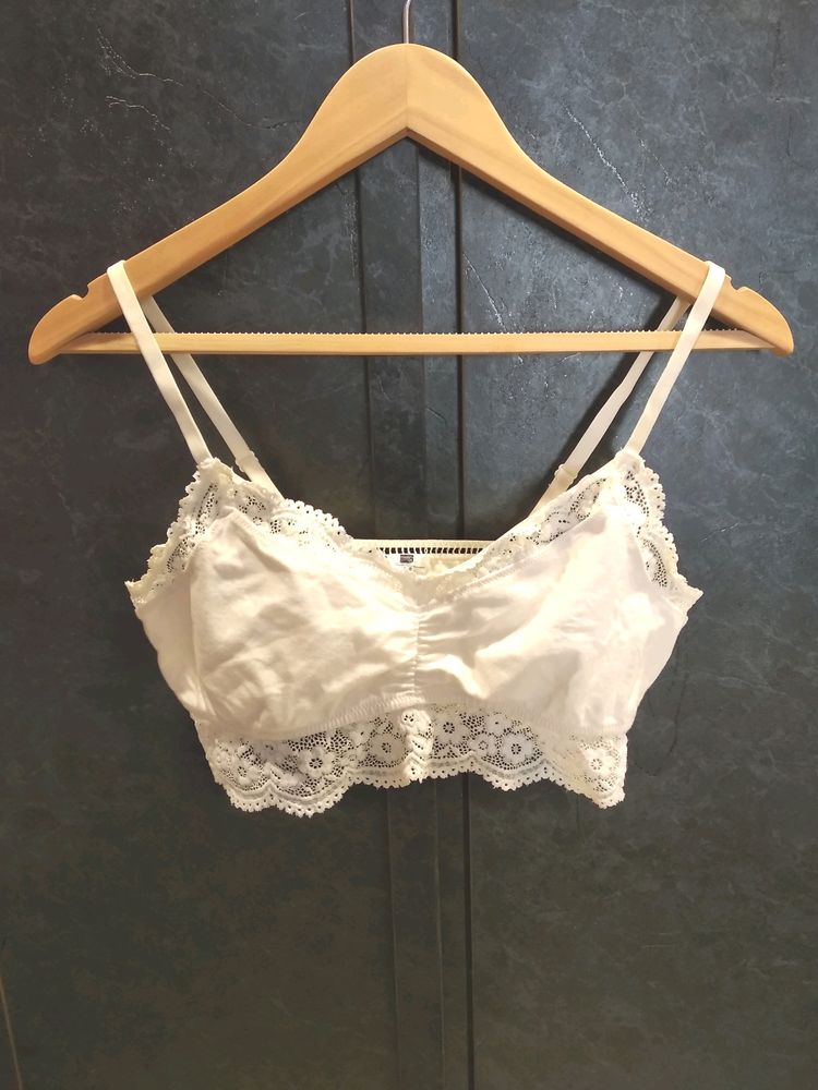 White Lace Trim Bralette