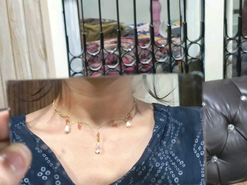 Handmade Elegant Pearl &amp; Pink Bead Necklace | Ligh