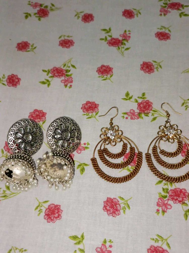 Elegant Jhumka &amp; Hoop Earrings Set