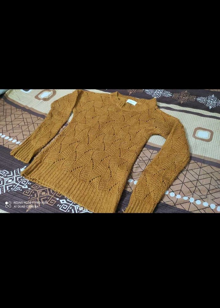 Mustard Knit Pullover Sweater