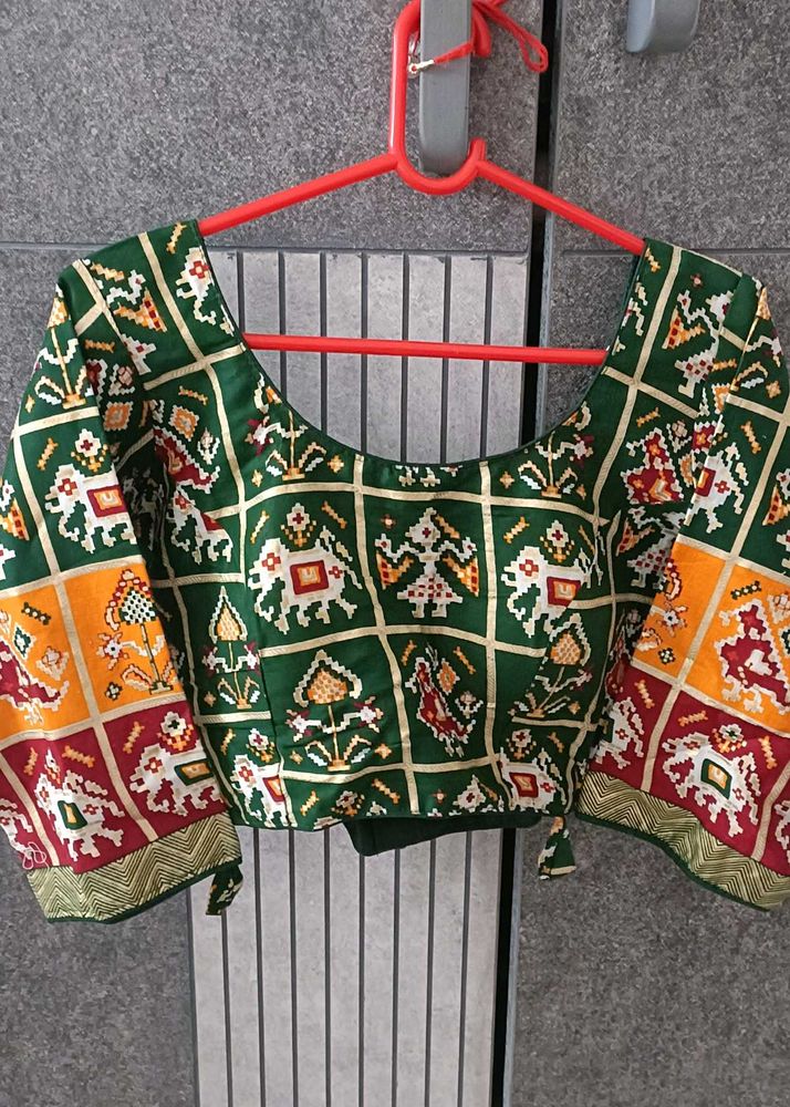 Green patola  Print Silk Blouse