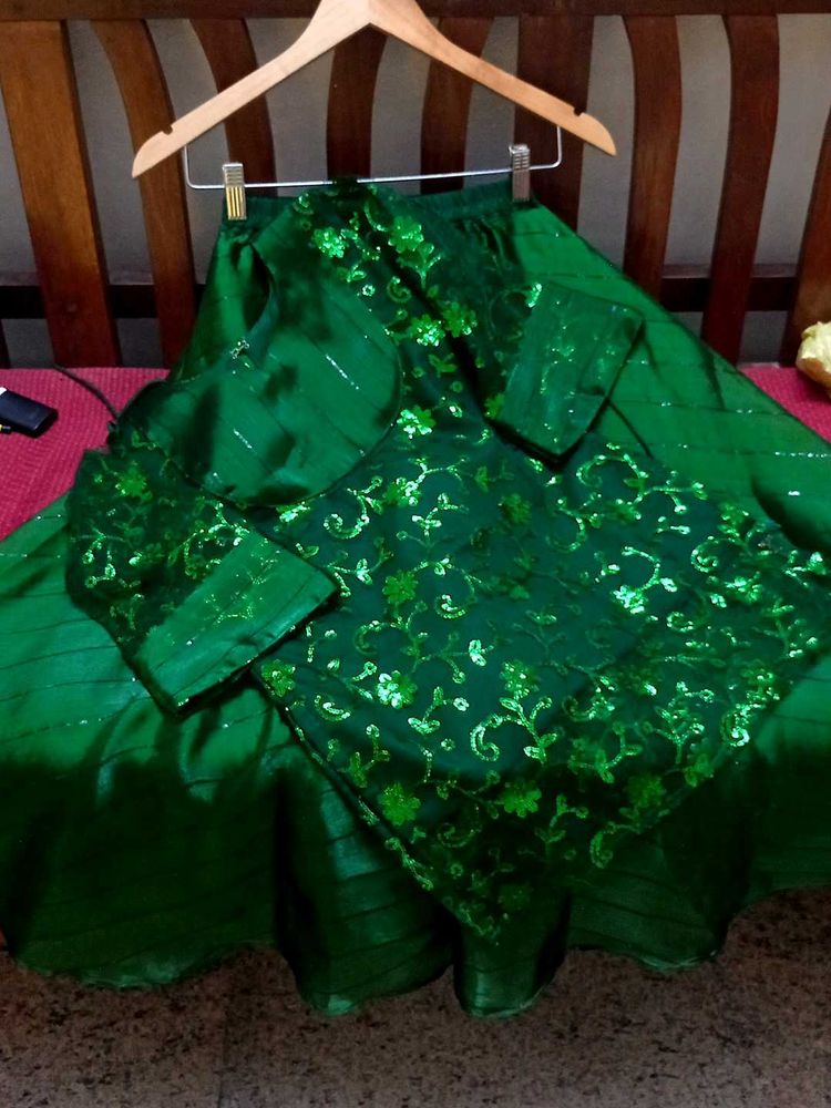 Stunning Emerald Green Kurta Set with Sequins