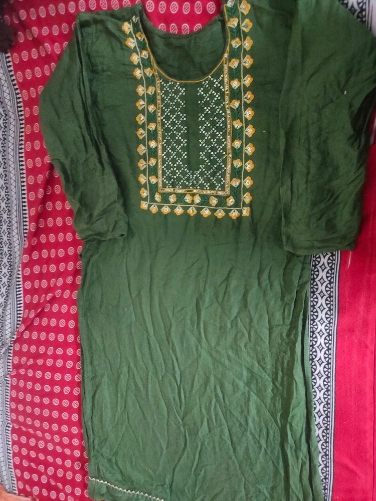 Green Embroidered Kurti