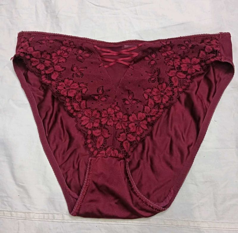 🖤 Burgundy Lace Briefs