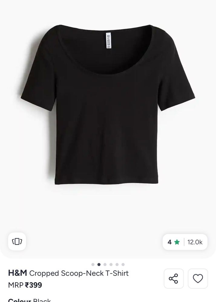 XXS H&amp;M Scoop Neck Cropped Tee