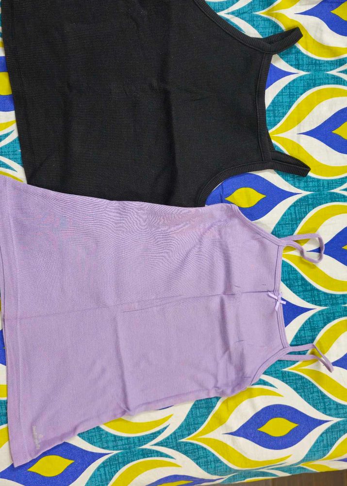 2x Camisole Tops - Black &amp; Lavender