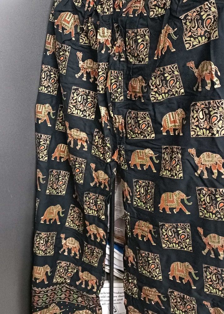 Boho Elephant Print Palazzo Pants