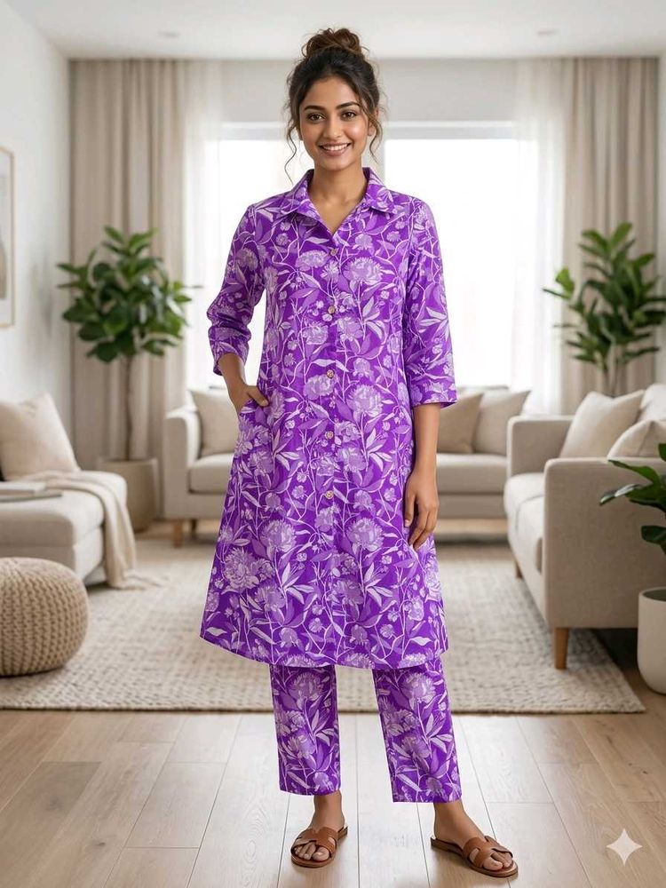 Purple Floral Print coord set