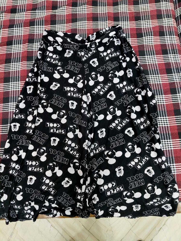 Cute Mickey Mouse Print Palazzo Pants