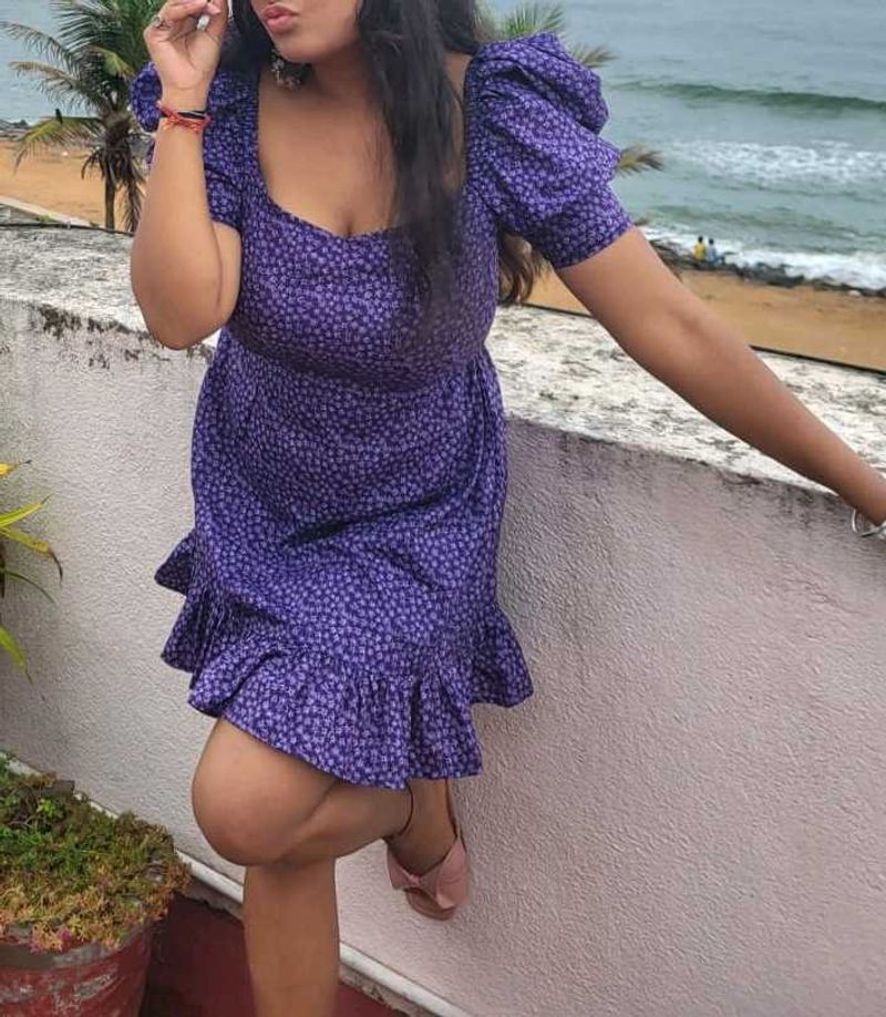 Stylish Purple Floral Mini Dress