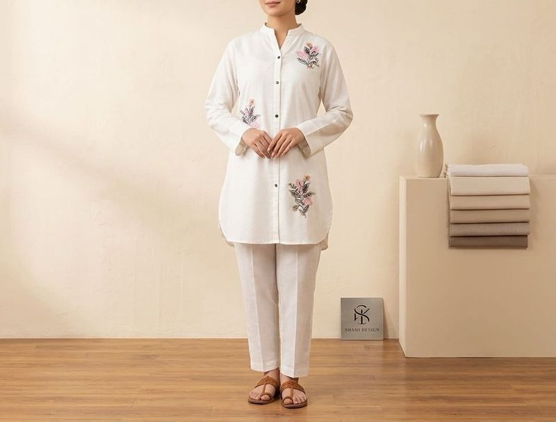 Elegant White Embroidered Kurta Set