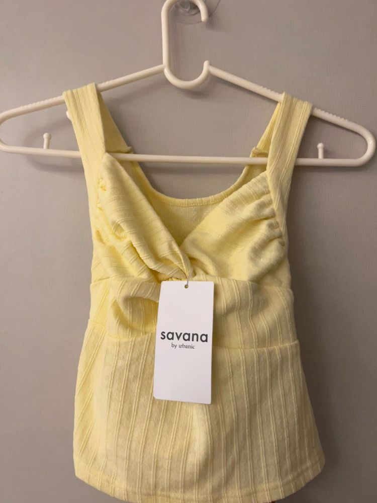 Savana by Urbanic Butter Yellow Textured Crop Top
