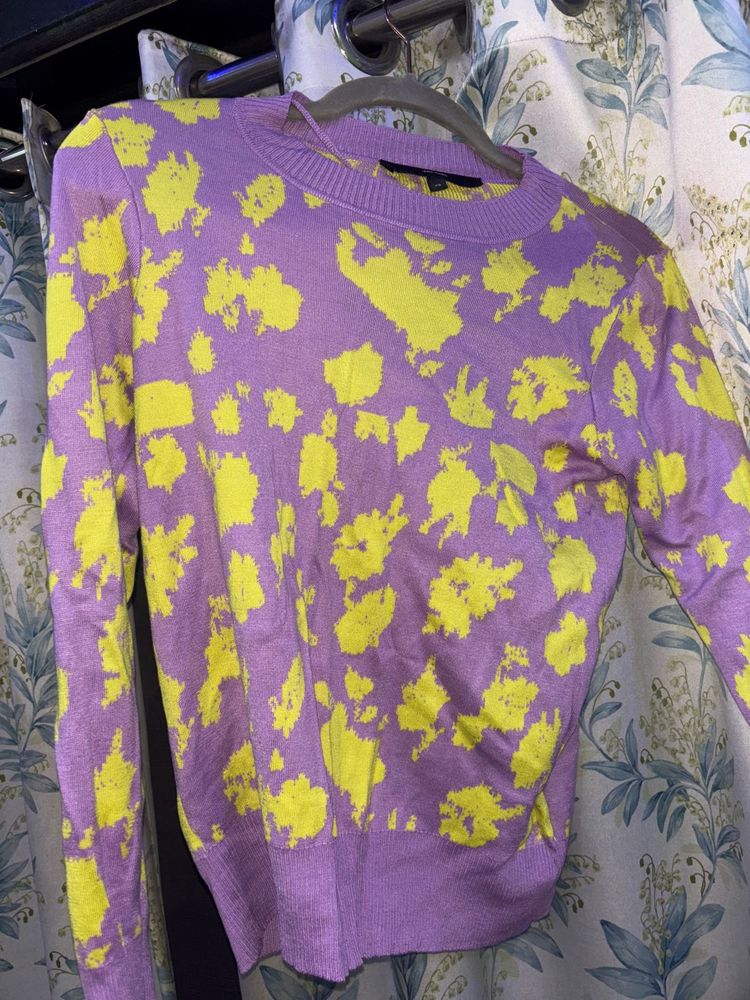 Purple &amp; Yellow Knit Sweater