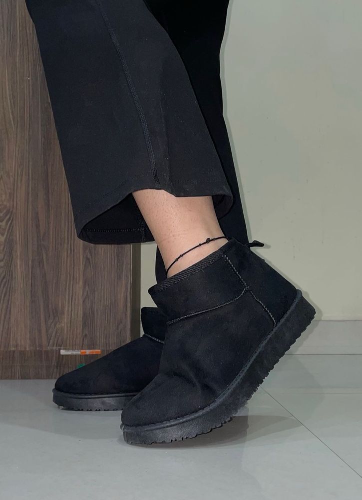 Truffle Collection Suede Fur Boots Ankle Length