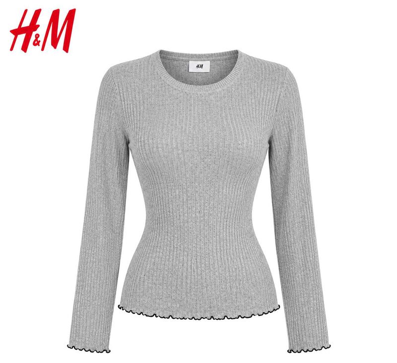 H&amp;M Ribbed Long Sleeve Top