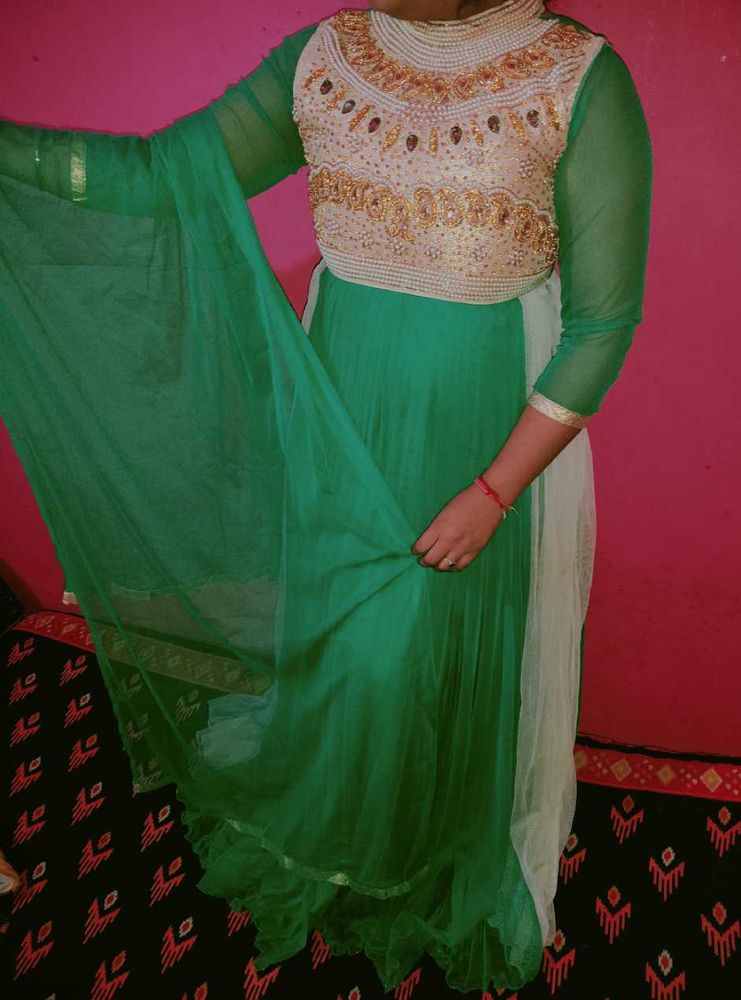 Gorgeous Green Embroidered Anarkali