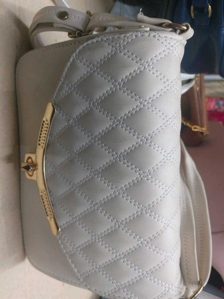Quilted Shoulder Bag with Gold Accent