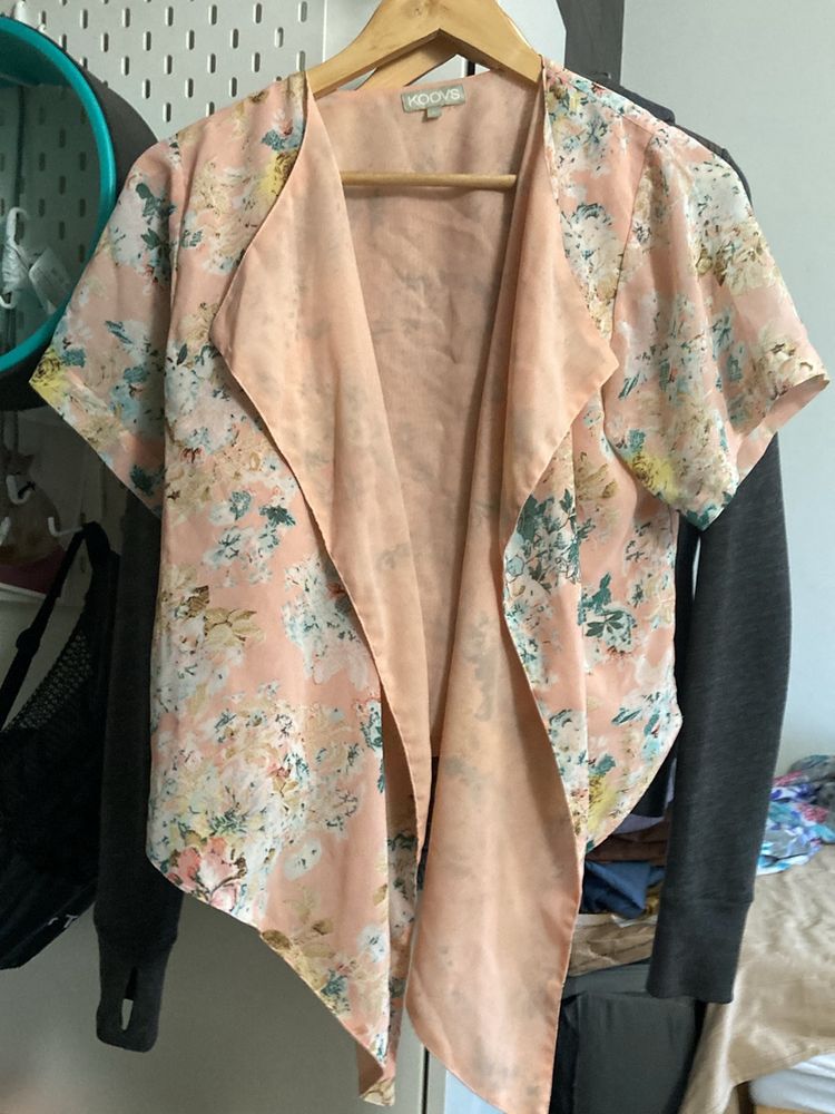 Peach Floral Koovs Cardigan