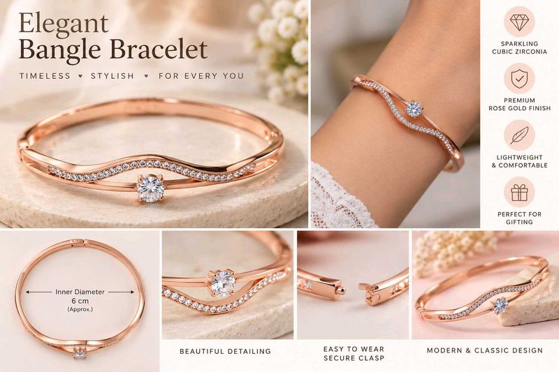 Elegant Rose Gold Anti tarnish Bangle Bracelet