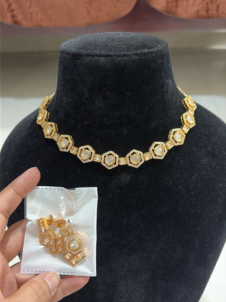 Brand new Hexagonal Diamond Necklace &amp; Earrings Se